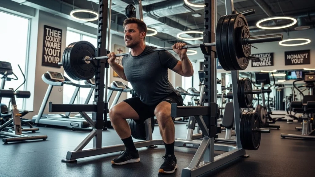 The individual is performing exercises