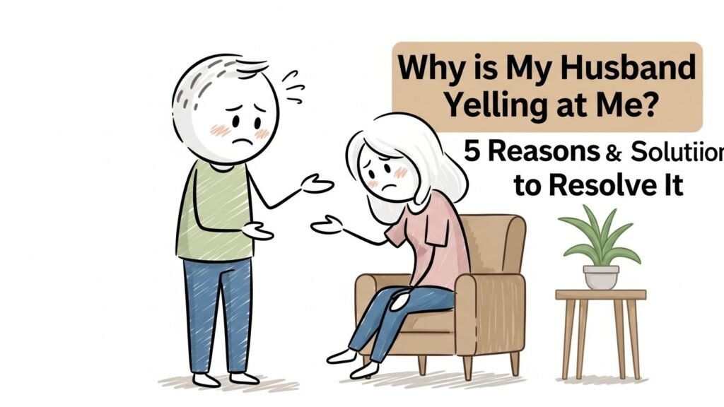 Stick-figure couple resolving conflict, representing why my husband is yelling at me.