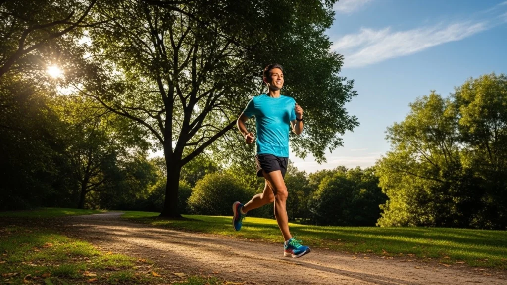 person running in a park
